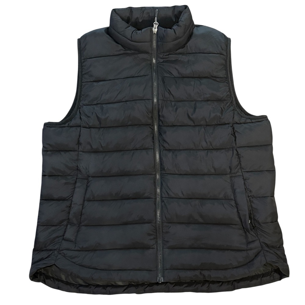 2 Degrees Heat Womens XXL Black Puffer Vest Lightweight Quilted Zip